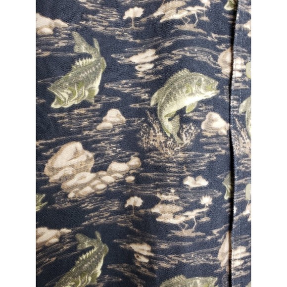 Woolrich Large Bass Fish Graphite Shirt Chamois Cotton Button Down Long Sleeve - Picture 6 of 8